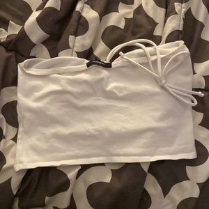 A cute and aesthetic easy white strapless crop top that is good with anything